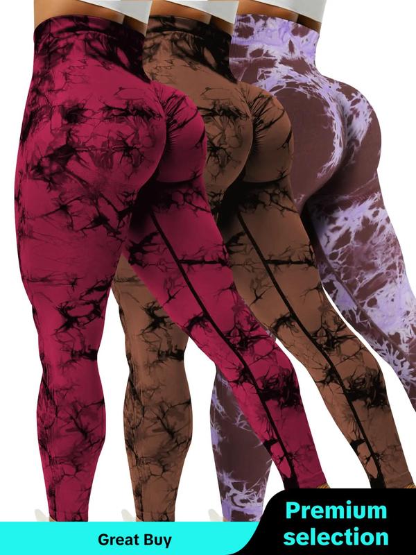 Women's Tie Dye Print Slim-fitting High Waist Workout Exercise Sports Leggings Yoga Pants for Tummy Control Hip Lift, Back To School Outfits, Casual Comfy Seamless Active Yoga Leggings for Gym Running, Ladies Sportswear Clothing, Leggings for Women 2024