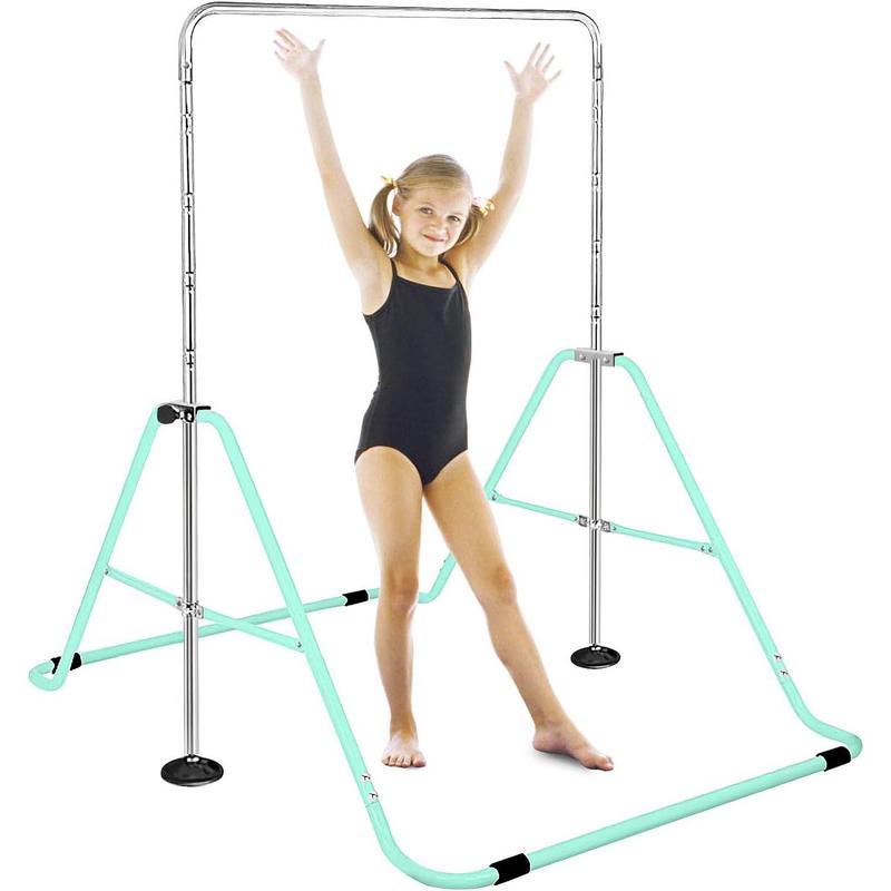 Children's Gym Bar with Rings, Adjustable Height Gymnastics Horizontal Bars, Junior Training Bar, Folding Children's Training Bars for Home Use