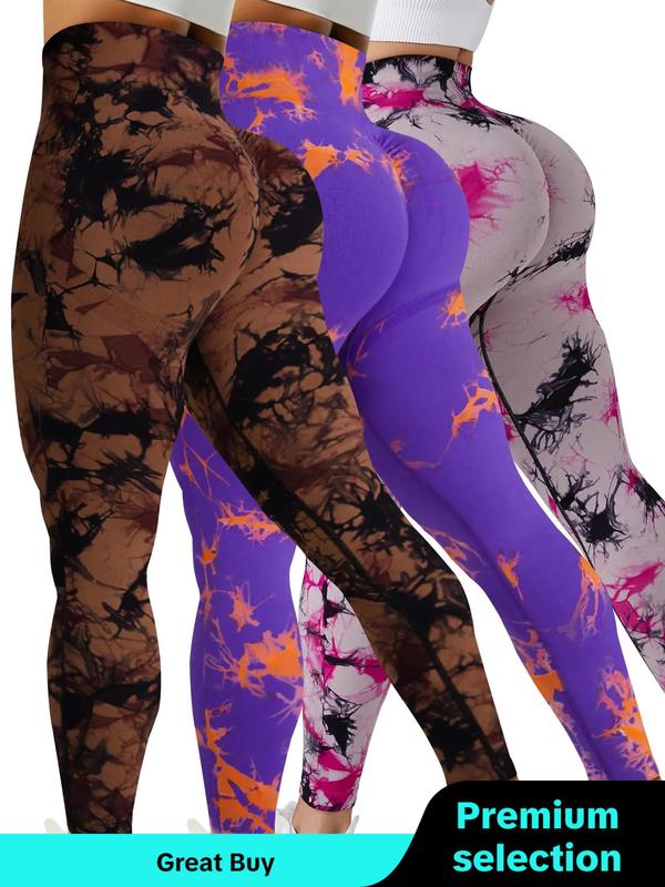 Women's Tie Dye Print Slim-fitting High Waist Workout Exercise Sports Leggings Yoga Pants for Tummy Control Hip Lift, Back To School Outfits, Casual Comfy Seamless Active Yoga Leggings for Gym Running, Ladies Sportswear Clothing, Leggings for Women 2024