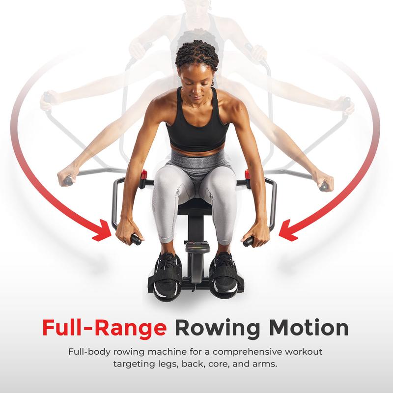 Compact Rowing Machine, Full Motion Rower w Bluetooth, 12 Levels of Smooth Adjustable Resistance, Full Body Hydraulic Resistance Rowing Machine, SMART Connectivity to SunnyFit App