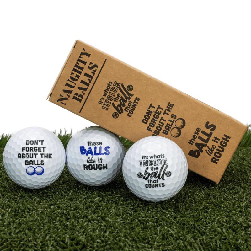 Naughty Balls, Raunchy Golf Jokes Printed on Golf Balls, Sleeve of 3 OR One Dozen