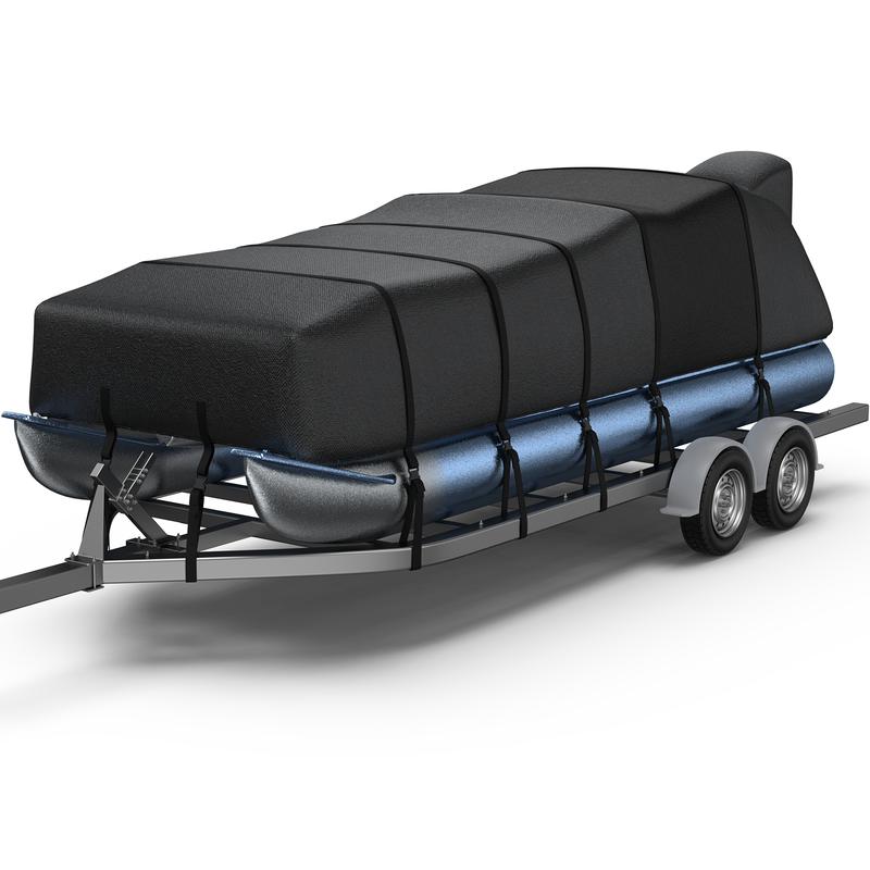 RVMasking 1200D Partial Reinforced Waterproof Marine Grade Pontoon Boat Cover with Motor Cover