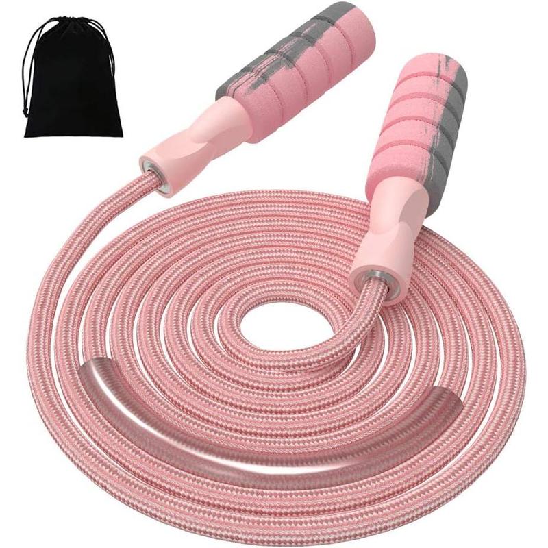 Jump Rope Cotton Adjustable Skipping Weighted jumprope for Women,Adult Athletic Fitness Exercise Jumping Rope (Pink)