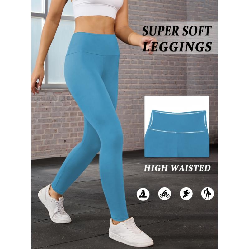 Super Soft Leggings For Women, High Waisted Tummy Control No See Through Workout Yoga Running Tights, Women's Activewear For Fall & Winter