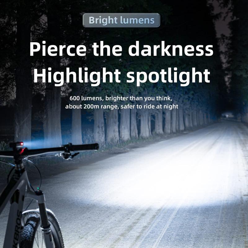 ROCKBROS Bike Head Light High Lumens Super Bright Lights 2600mAh High-Capacity Rechargeable Bike Front Light Quick Installation Without Tools,Five Modes,Battery Reminder,IPX6 Waterproof