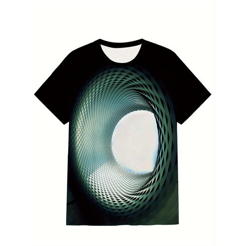 Vibrant Vortex Graphic Tee - Men's Crew Neck Active T-Shirts for Summer Gym Workout Running - Ultra-Realistic Print, Comfy Casual Wear for Daily Fitness, Soft Breathable Fabric, Crew Neck Design made in usa made in usa