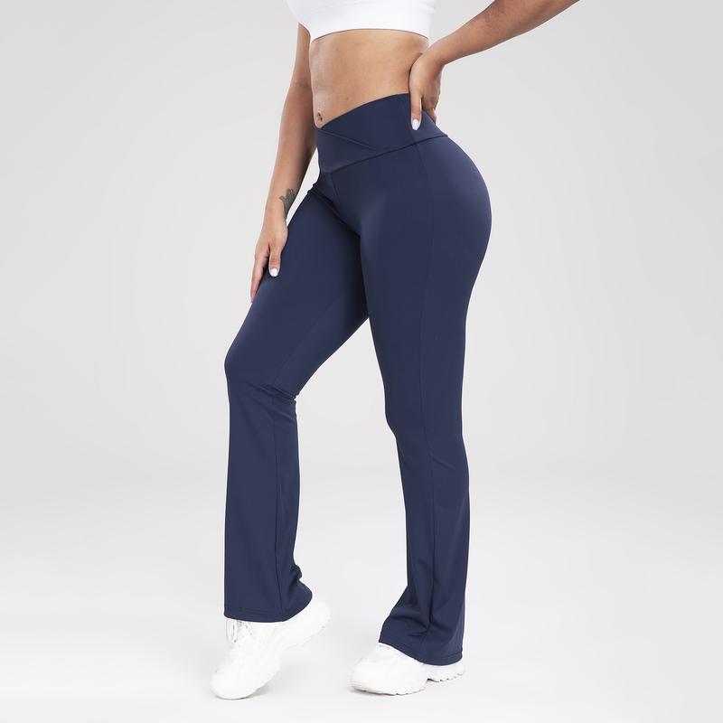 Women's Casual Fleece Lined Bootcut Yoga Pants, Cross Waist Flare Leggings For Women Sports Leggings high waisted athletic  outfit seamless gymwear