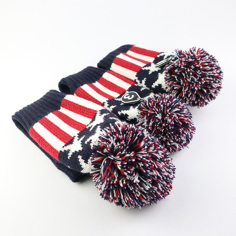 3pcs Knit Sock Headcover For Golf Driver Fairway Wood Cover Headcover