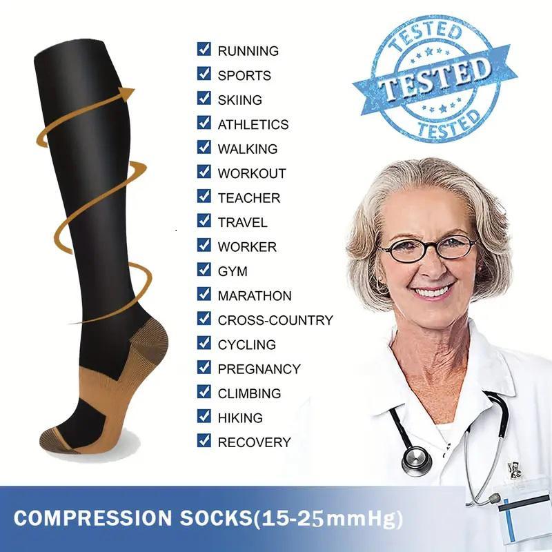 Unisex Compression Stocking, 6 Counts set Elastic Sports Sock for Running Soccer Basketball, Sports Accessories, Boyfriend Gift, Christmas Gift