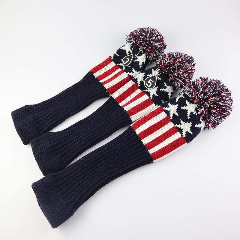 3pcs Knit Sock Headcover For Golf Driver Fairway Wood Cover Headcover