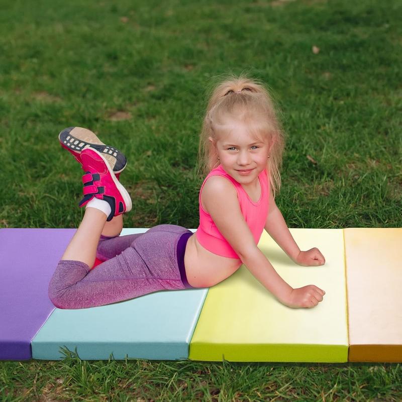 Tumbling Mats, Foldable Gym Mat, Gymnastics Mat with Carrying Handles for Home Activity Play, Multiple Style Choices