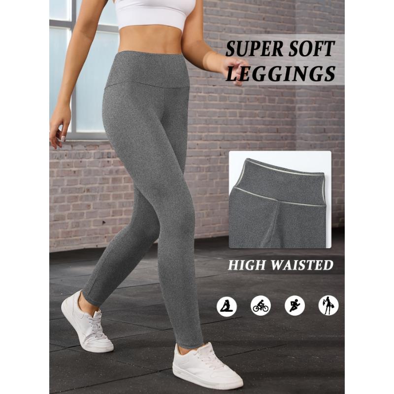 Super Soft Leggings For Women, High Waisted Tummy Control No See Through Workout Yoga Running Tights, Women's Activewear For Fall & Winter