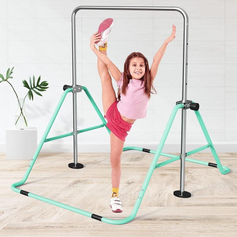 Children's Gym Bar with Rings, Adjustable Height Gymnastics Horizontal Bars, Junior Training Bar, Folding Children's Training Bars for Home Use