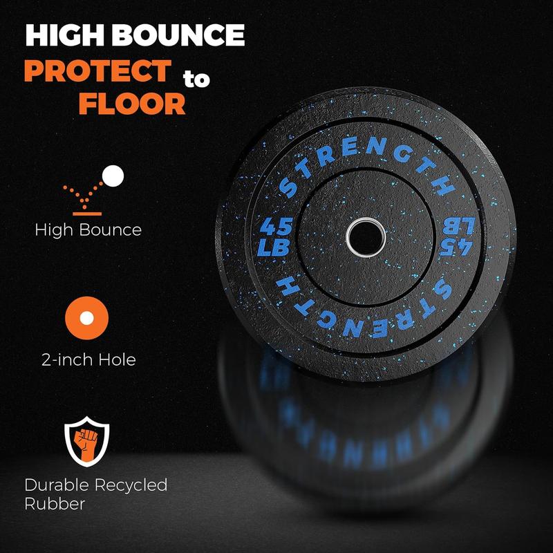 Bumper Plate Olympic Weight Plate High Bounce Bumper Weight Plate with Steel Insert Strength Training Weight Lifting Plate