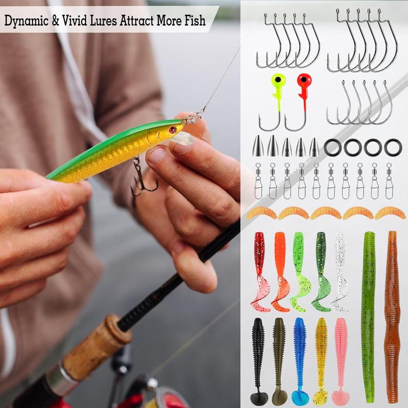 111PCS Fishing Lures Kit with Tackle Box for Bass Trout Salmon