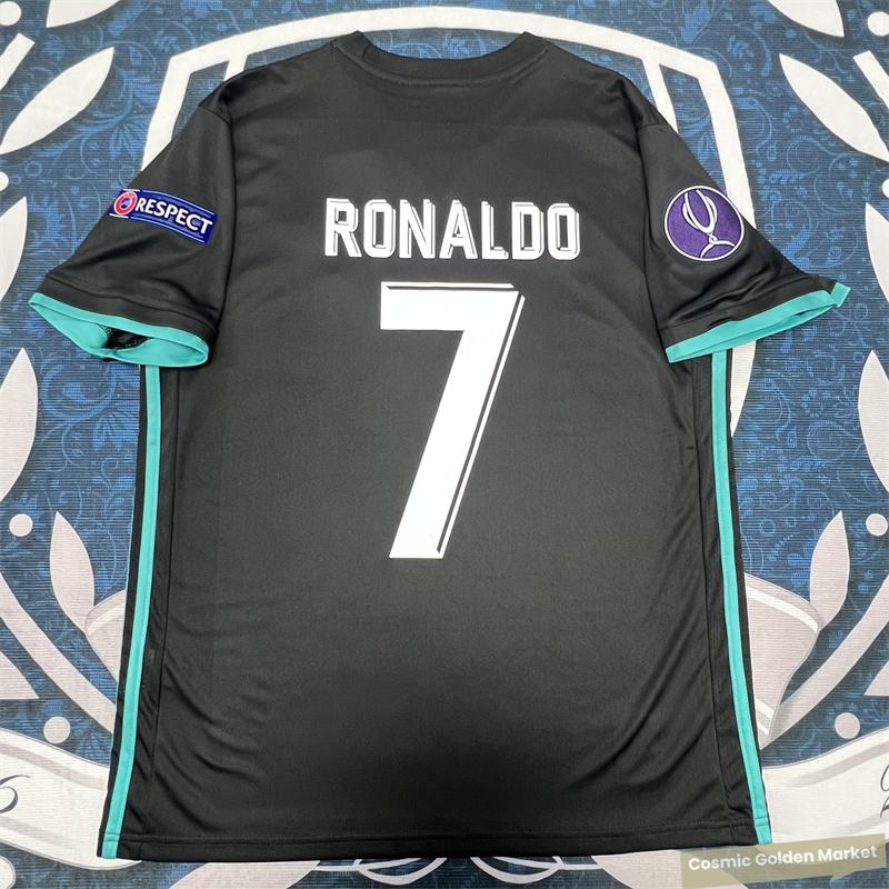 2017 2018 Away 17 18 UEFA Super Cup Retro Black Player's Edition Jersey No. 7 Cristiano Ronaldo Soccer Jersey