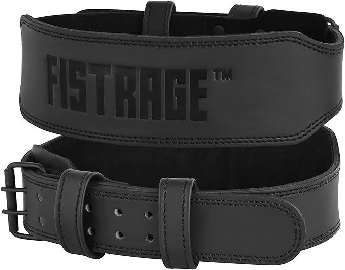 FISTRAGE 4 inches Power Weight Lifting Leather Belt Gym for cambered squat bar and Back Support Strap Training Fitness Exercise for Tough Workouts | Power Lifters | Supports Lumber Lower Back With Free Wrist Strap