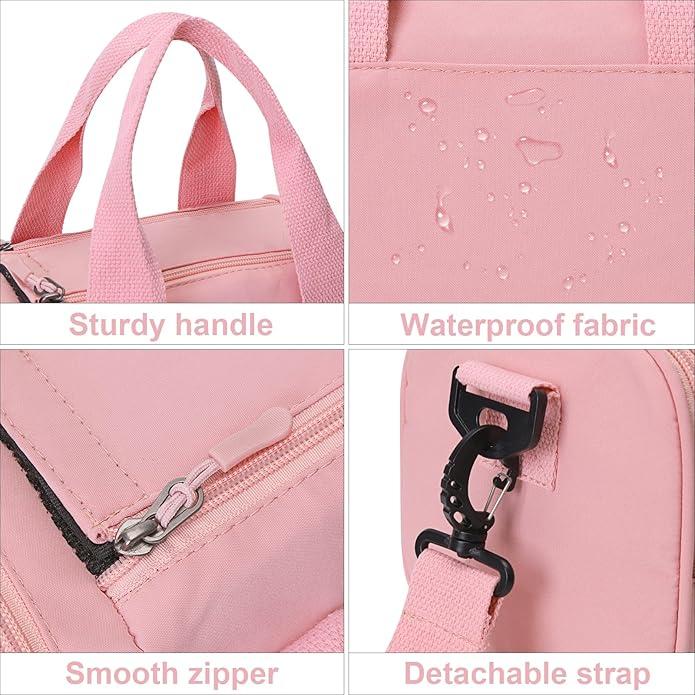 Women's Pink Nylon Tote Bag for Fitness,Fitness Shoulder Bag - Mini Small Size