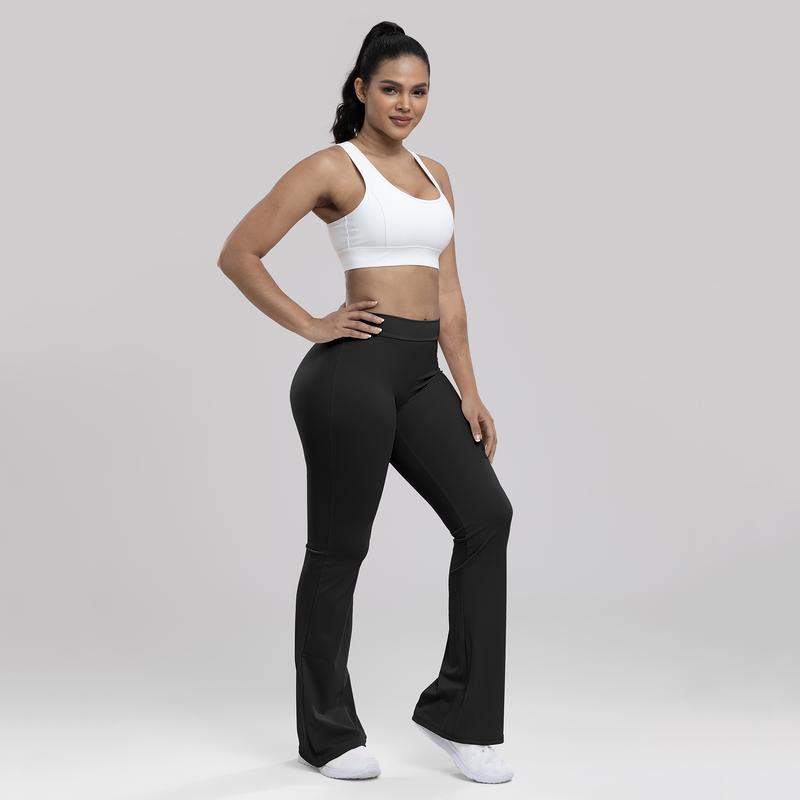 Women's High Waist Flare Yoga Pants, V Back Scrunch Butt Stretch Hip Lifting Tights, Wide Leg Fitness Trousers for Gym and Casual Daily Wear