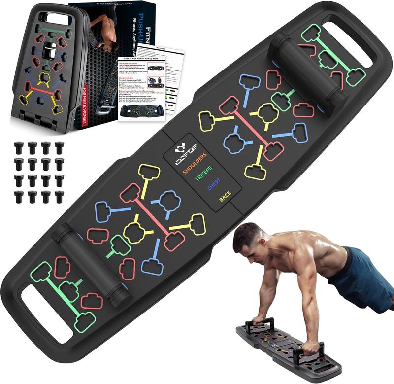 HOTWAVE Push-up Board for Fitness, a portable foldable 20-in-1 home gym push-up bar for floor push-up handles. Professional strength training equipment for men and women