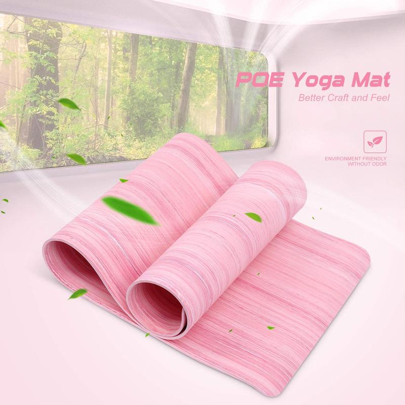 Tikaton High Density, Lasting Rebound POE Yoga Mat Exercise & Fitness Mat with Carrying Strap, 1 4 inch, 72