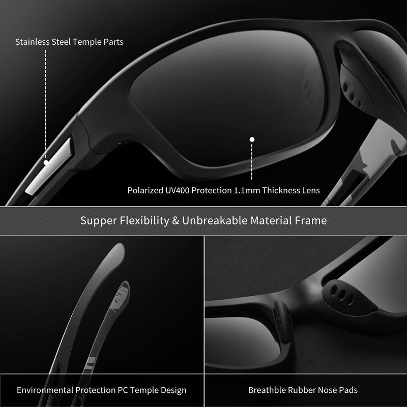 Sports Sunglasses Men Women Polarized UV400 Protective Eyewear Driving and Fishing Goggles with Lanyard UV Protective Travel Accessories