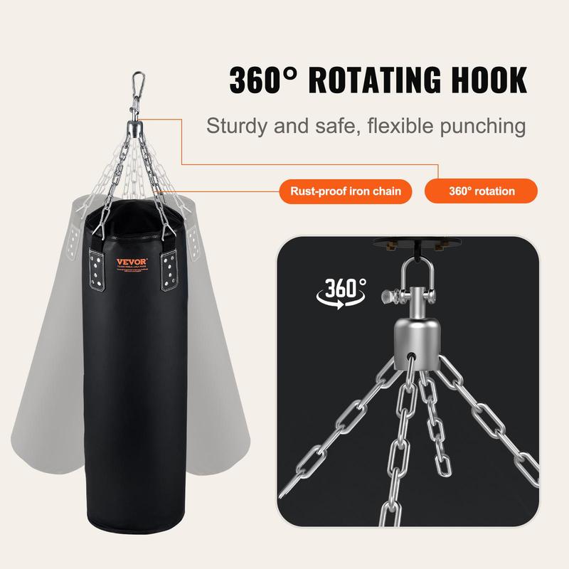 VEVOR Punching Bag for Adults, 4ft PVC Heavy Boxing Bag Set, Punching Bag with Chains and Gloves, Hanging Boxing Bag for MMA Karate Judo, Muay Thai Kickboxing Boxing, Home Gym Training, (Unfilled)