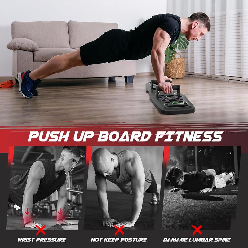 HOTWAVE Push-up Board for Fitness, a portable foldable 20-in-1 home gym push-up bar for floor push-up handles. Professional strength training equipment for men and women