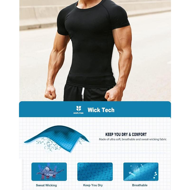 4 5 Pack Workout Compression Shirts Men Long Short Sleeve Rash Guard Athletic Undershirt Gear T Shirt for Sports