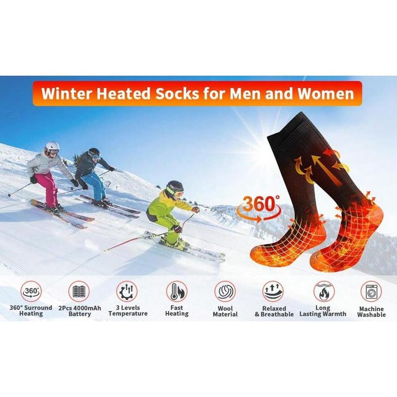 Heated Socks, 4000mAh Electric Heated Socks For Men & Women, Rechargeable Heated Socks With 3 Heating Settings, Washable Battery Powered Foot Warmer Heating Socks For Hunting Skiing Sports Outdoors