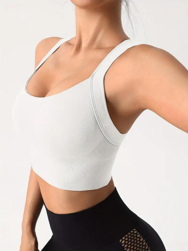 Women's Criss Cross Backless Sports Bra, Solid Color Wireless Sports Top, Ladies Sportswear Clothing for Indoor Outdoor Wear