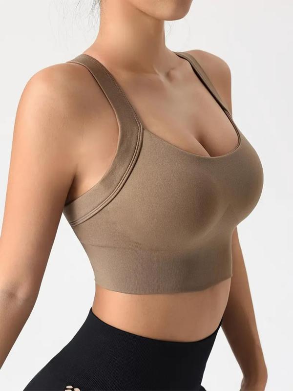 Women's Criss Cross Backless Sports Bra, Solid Color Wireless Sports Top, Ladies Sportswear Clothing for Indoor Outdoor Wear