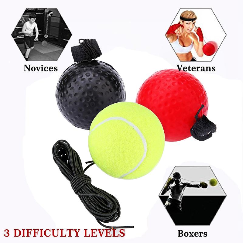 Boxing Reflex Speed Rubber Balls for Agility Reaction Training Sweatband Fitness