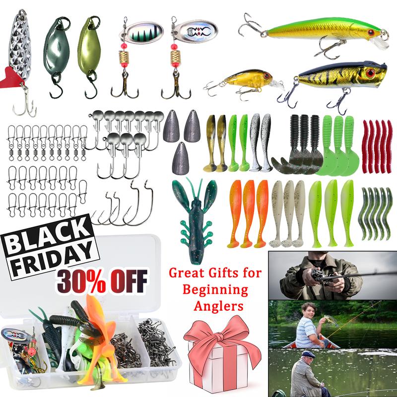 2024 Christmas Gift 82PCS Outdoor Fishing Lure for Fisher Adult Men Teen Boy Father Grandpa Brother Boyfriend Custom Fishing Lures Fishing Lure Kit for Freshwater Saltwater Bass Trout Including Minnow Soft Plastic Worm Crankbaits Poppers