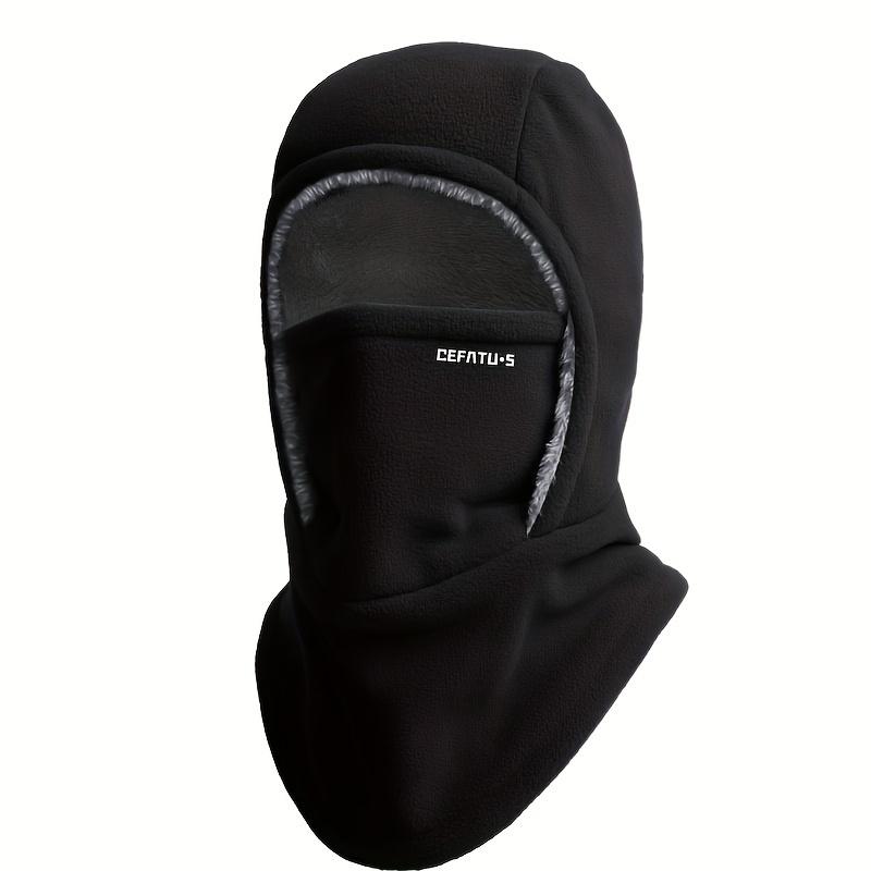 Keep warm 1pc DEFATU·S Winter Balaclava Face Mask with Integrated Neck Warmer and Ear Protection, Thickened Windproof Outdoor Headwear for Cycling, Running, Skiing, Fishing, Suitable for Men and Women, Machine Washable, Polyester Fiber, Bla