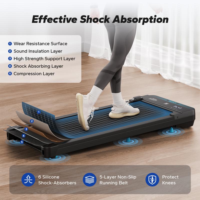 MERACH Under Desk Treadmill, 2-in-1 Walking Pad for Walking and Jogging 2.25HP Low-Noise Treadmill with Remote Control Lanyard 220lbs Weight Capacity