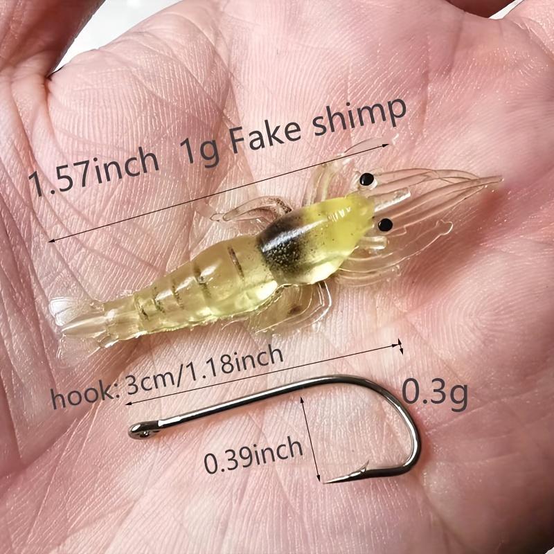 Artificial Shrimp Fishing Lure with Hook, 5 10 20pcs Glow in The Dark Fishing Bait for Christmas Gift, Fishing Accessories for Freshwater & Sea Fishing