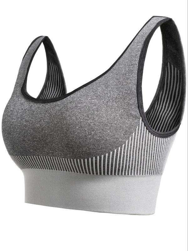 Plus Size Sports Solid Textured Bralette Lingerie Top for Women, Sporty Casual Wireless Push Up Bra for Gym Workout Yoga, Women Plus Clothing for All Seasons