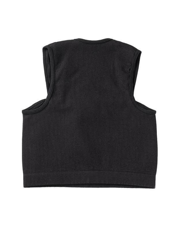 Women's Solid Ribbed Square Neck Crop Sports Vest, Sporty Sleeveless Tank Top for Yoga Gym Workout, Ladies Sportswear for All Seasons