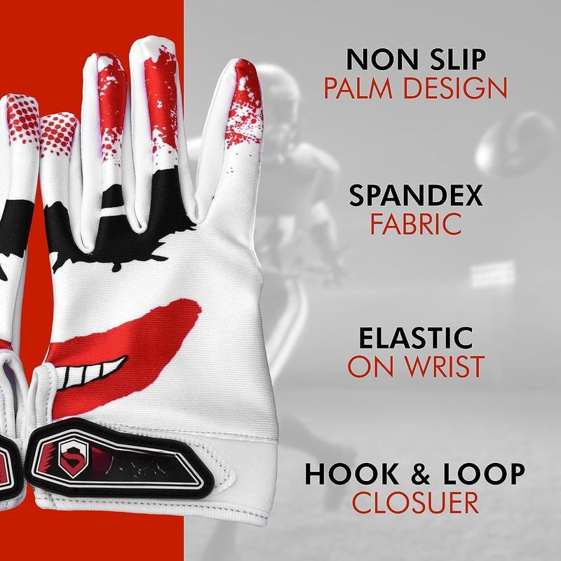 Jester Football Gloves - Tacky Grip  Tight Enhanced Performance Football Gloves - Joker Pro Elite Super Sticky Receiver  Football Gloves -  & Youth Sizes