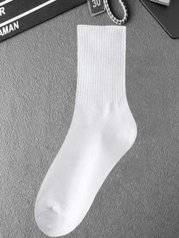 Women's Four Season Long Basketball Socks, Pure White Socks, Long Socks Black, Sports Boys Mid-calf Socks