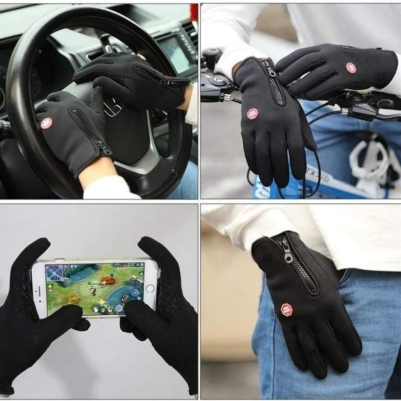 Winter Gloves For Men Waterproof Windproof Cold Gloves Snowboard Motorcycle Riding Driving Warm Touchscreen Zipper Glove