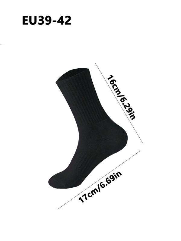 Men's Solid Athletic Crew Socks, Breathable Comfortable Sports Mid-calf Socks, Anti-odor Socks for Running, Fitness, Outdoor Sports, Men's Socks for All Seasons, Socks for Men