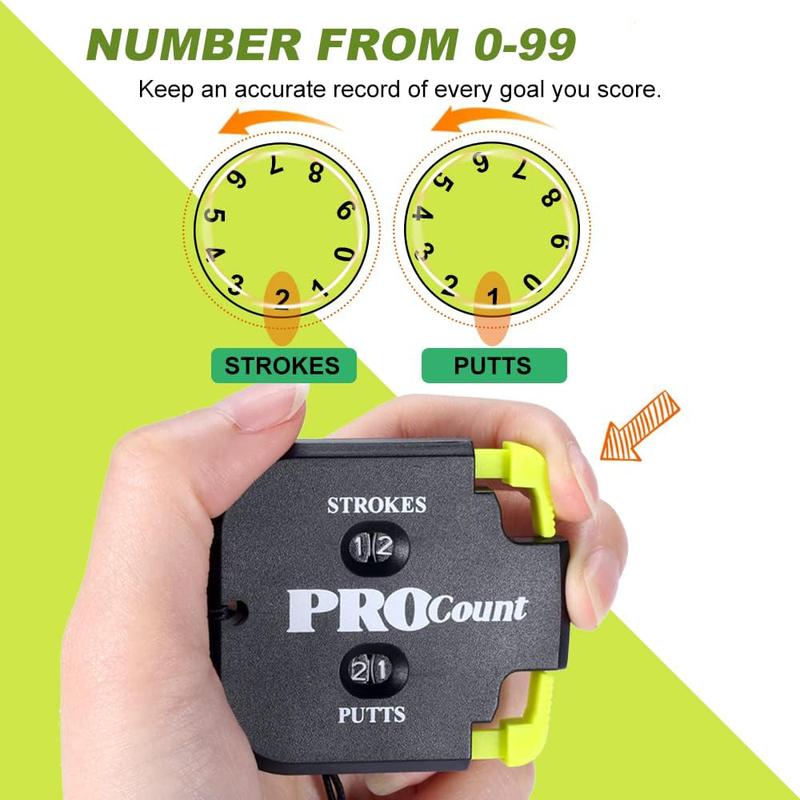 Golf Score Counter with Reset Tool and Key Chain. Perfect Golf Accessories. 2 Pack - Share with Your Friends.