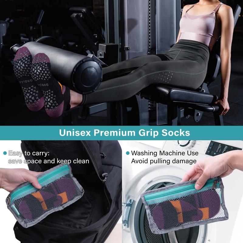 Hylaea Unisex Non Slip Grip Socks for Yoga, Hospital, Pilates, Barre | Ankle, Cushioned