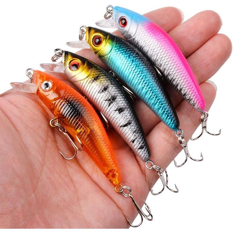 Fishing Lures Kit Mixed Including Minnow Popper Crank Baits with Hooks for Saltwater Freshwater Trout Bass Salmon Fishing