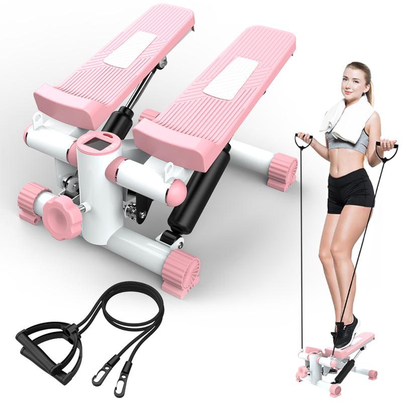 Mini Steppers Machine for Exercise at Home Max 330 Lbs, Stair Stepper with Resistance Bands Handle with Quiet Design, Portable Fitness Stepper Equipment Machine for Full Body Workout