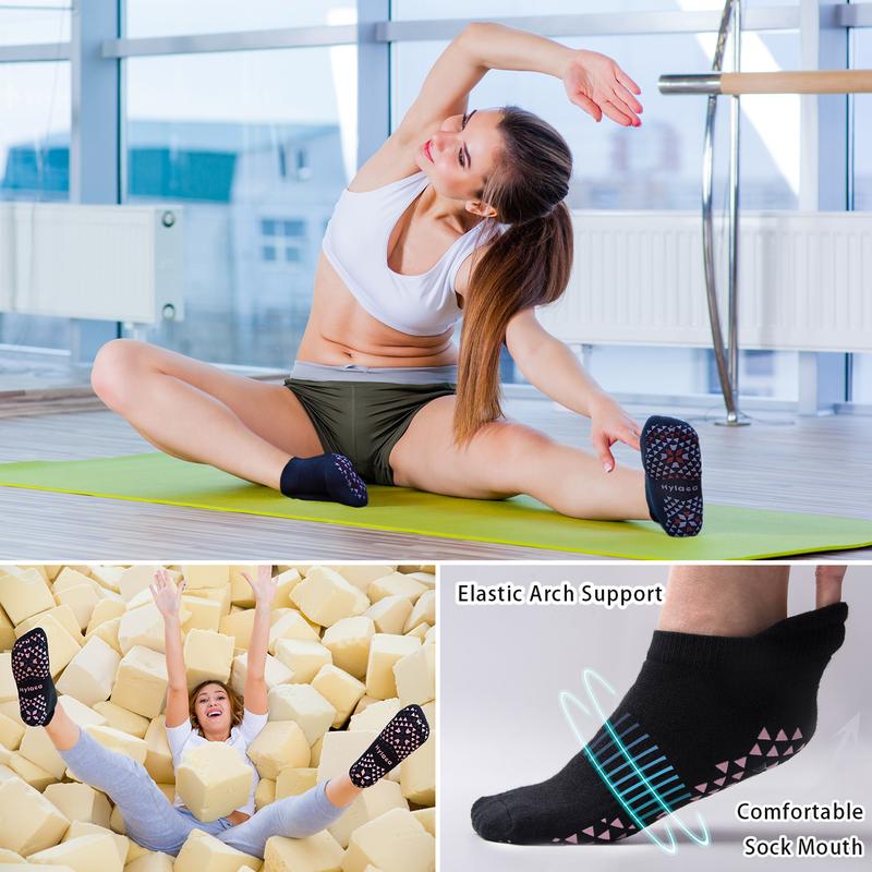 Hylaea Unisex Non Slip Grip Socks for Yoga, Hospital, Pilates, Barre | Ankle, Cushioned