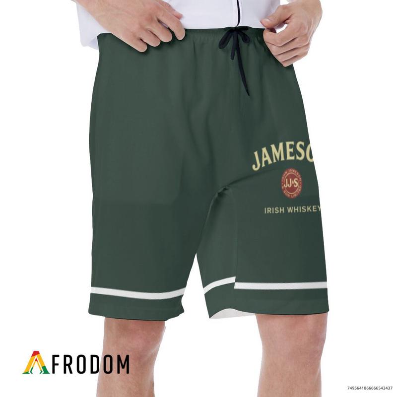 Basic Printed Green Swim Trunks, Jameson Shorts For Men Dad Friend, Aloha Shirt, Trendy Gift