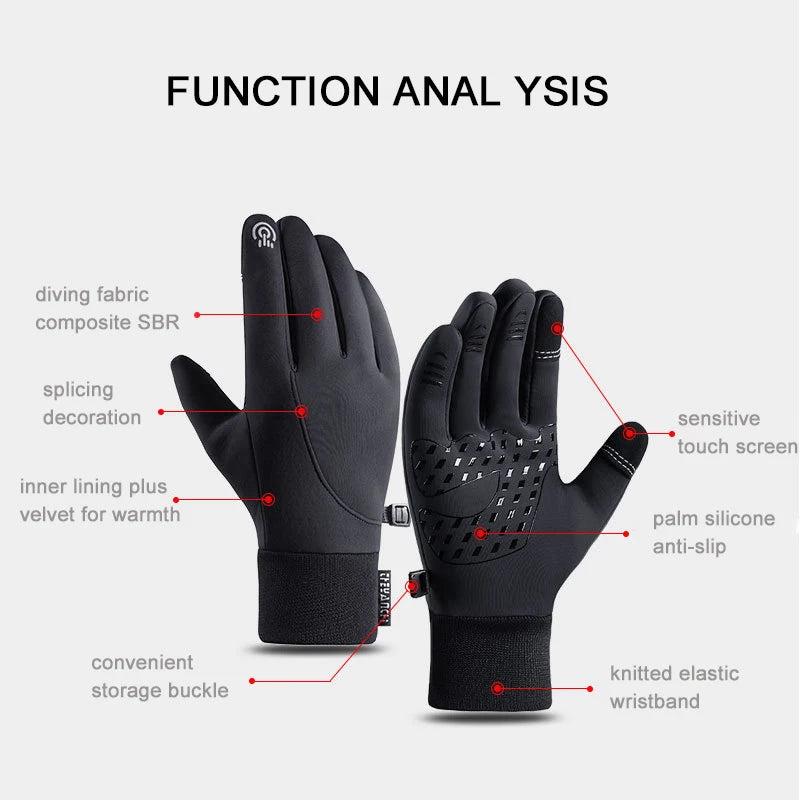 Waterproof Winter Gloves Men Touchscreen Winter Warm Plus Velvet Motorcycle Gloves Man Touch Cold Sports Warm Running Ski Glove